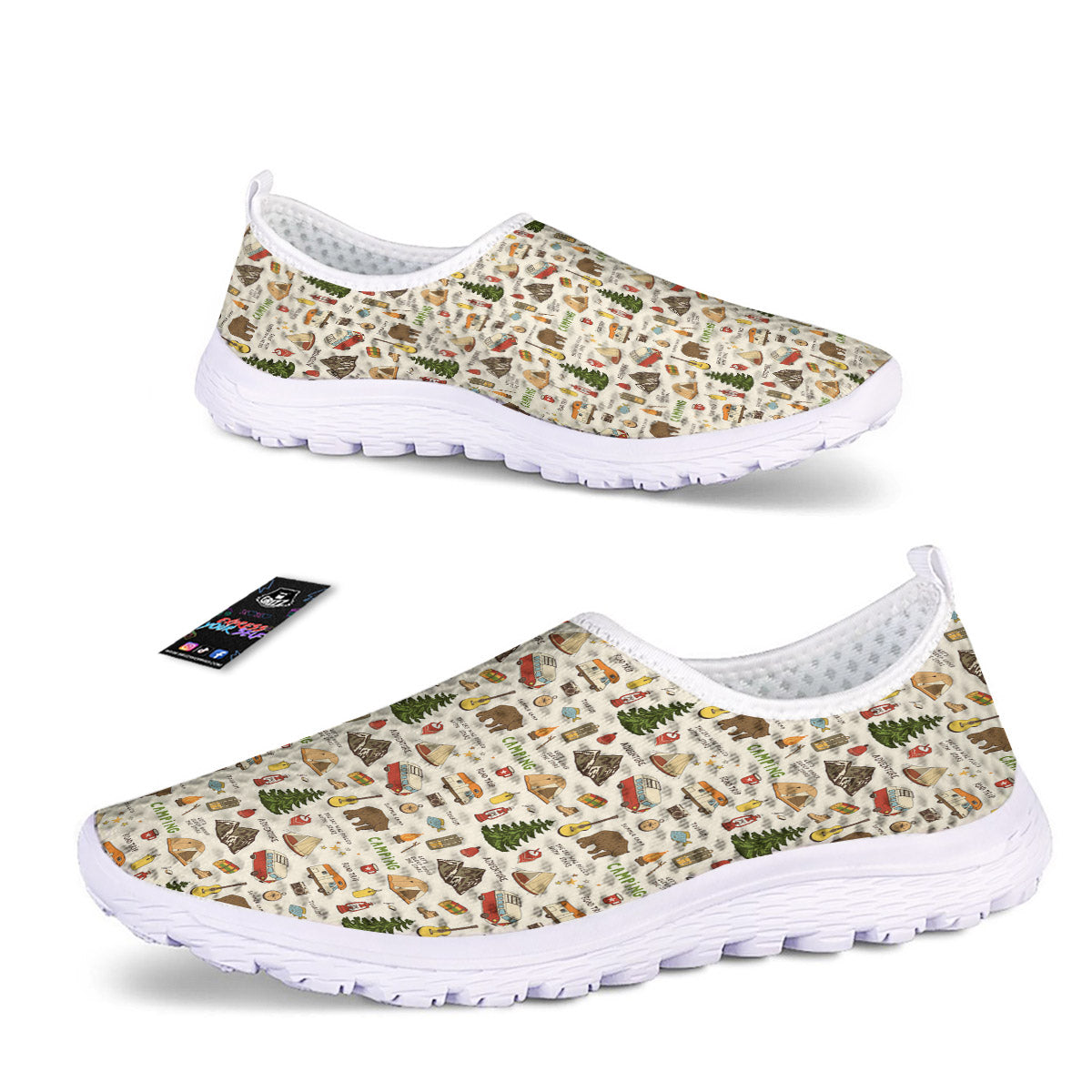 Camping Cartoon Print Pattern Nurse Shoes-grizzshop