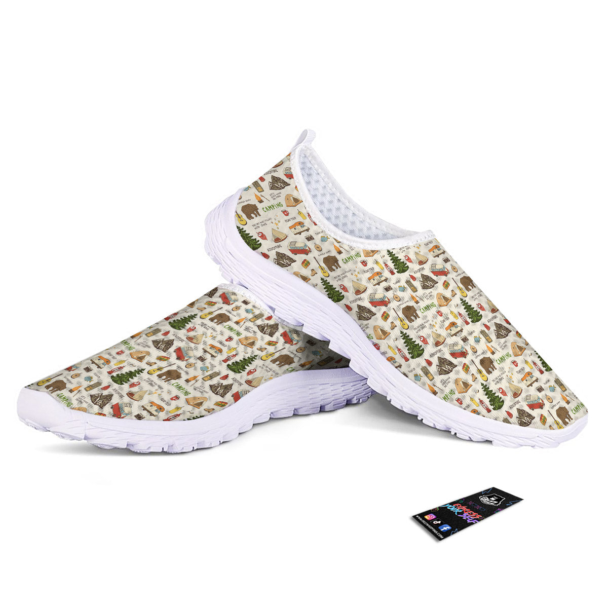 Camping Cartoon Print Pattern Nurse Shoes-grizzshop
