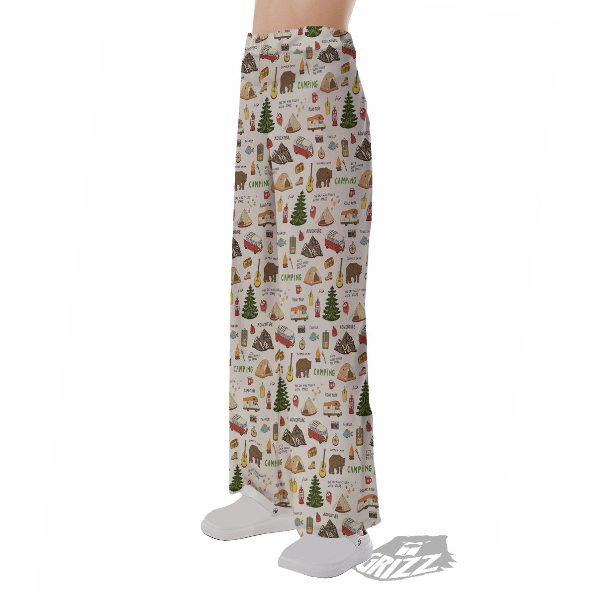 Camping Cartoon Print Pattern Pajama Pants-grizzshop