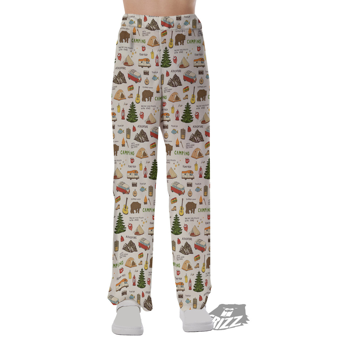 Camping Cartoon Print Pattern Pajama Pants-grizzshop