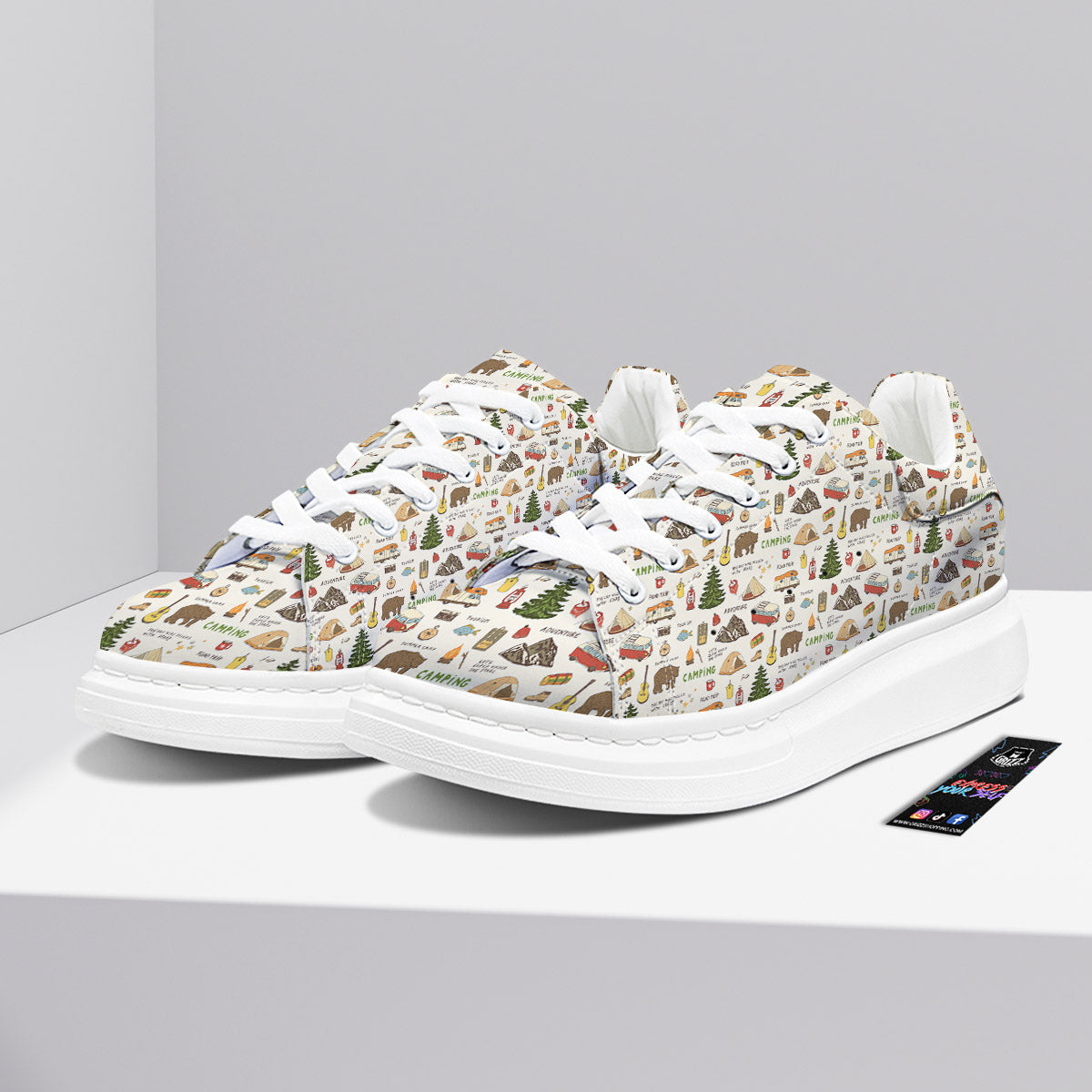Camping Cartoon Print Pattern Platform Shoes-grizzshop