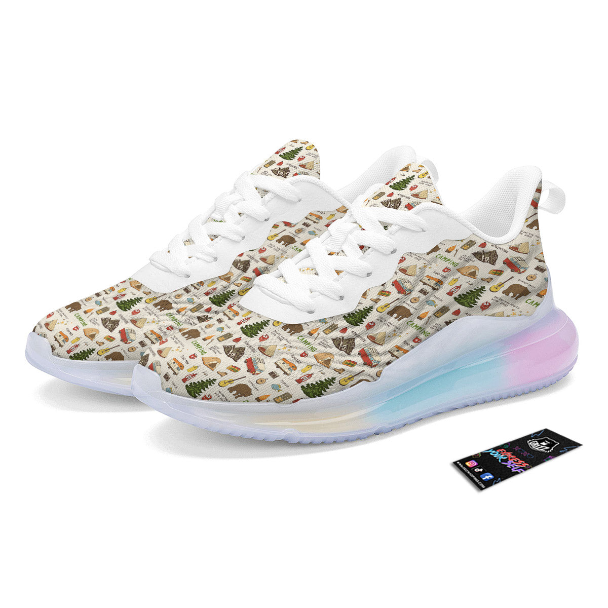 Camping Cartoon Print Pattern Running Sneakers-grizzshop