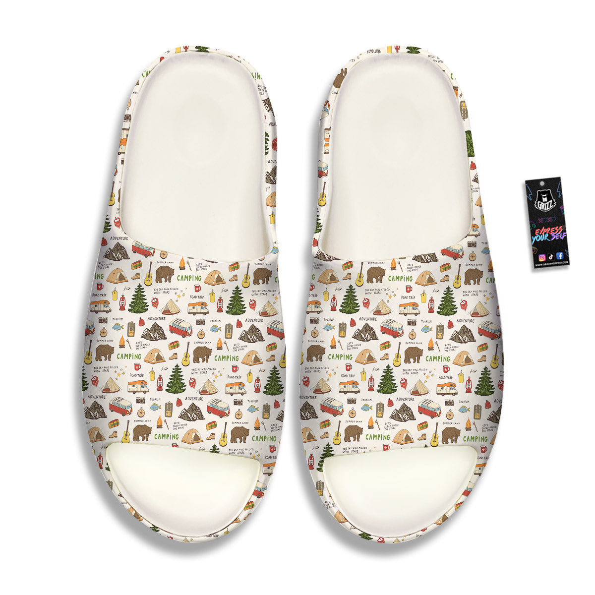 Camping Cartoon Print Pattern Sandals-grizzshop