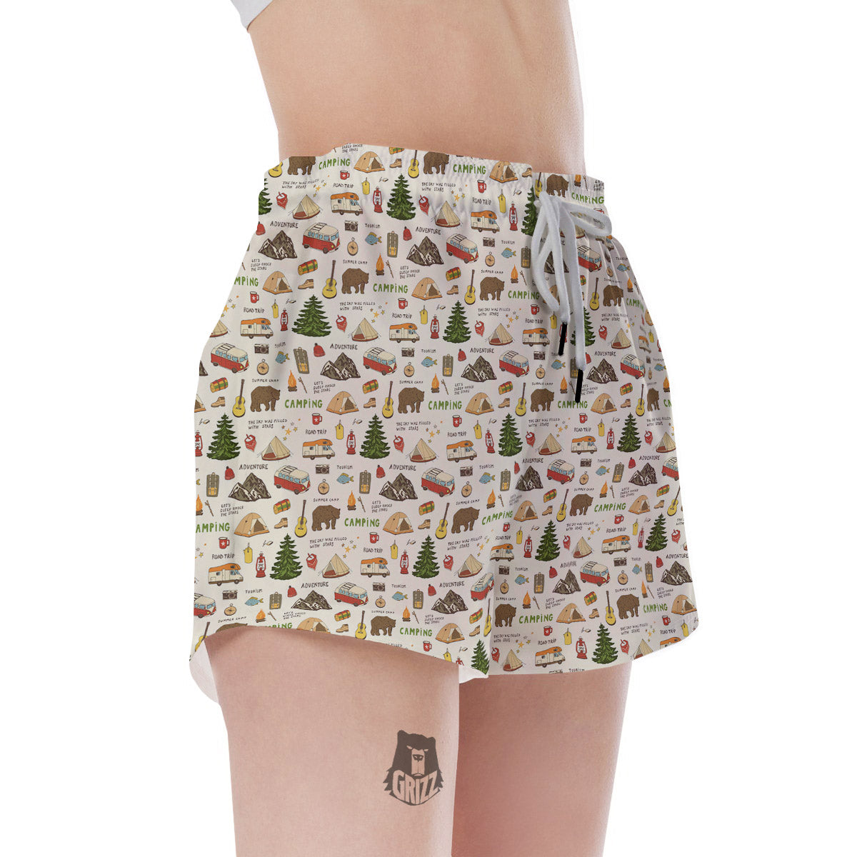 Camping Cartoon Print Pattern Women's Shorts-grizzshop