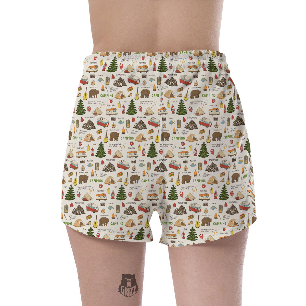 Camping Cartoon Print Pattern Women's Shorts-grizzshop