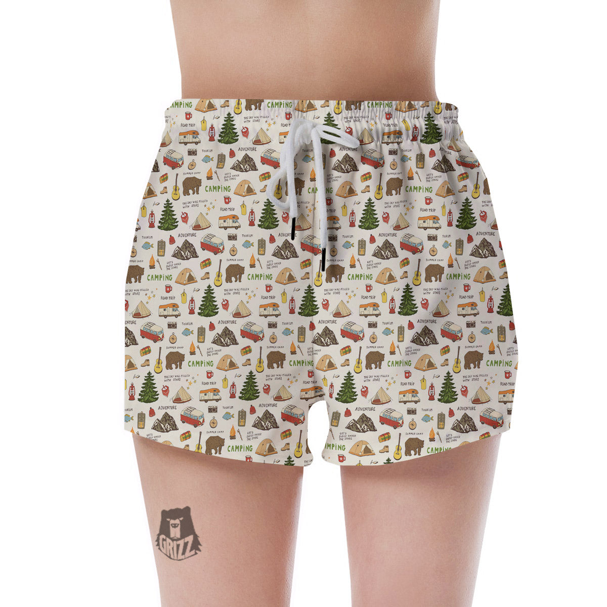 Camping Cartoon Print Pattern Women's Shorts-grizzshop