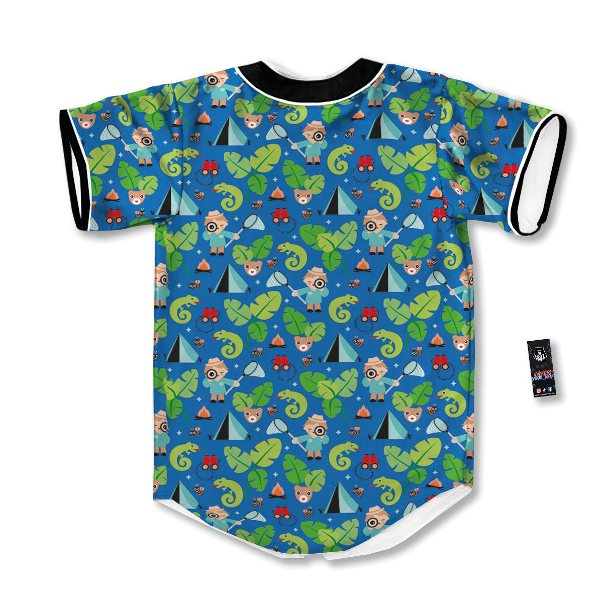 Camping Cute Print Pattern Baseball Jersey-grizzshop