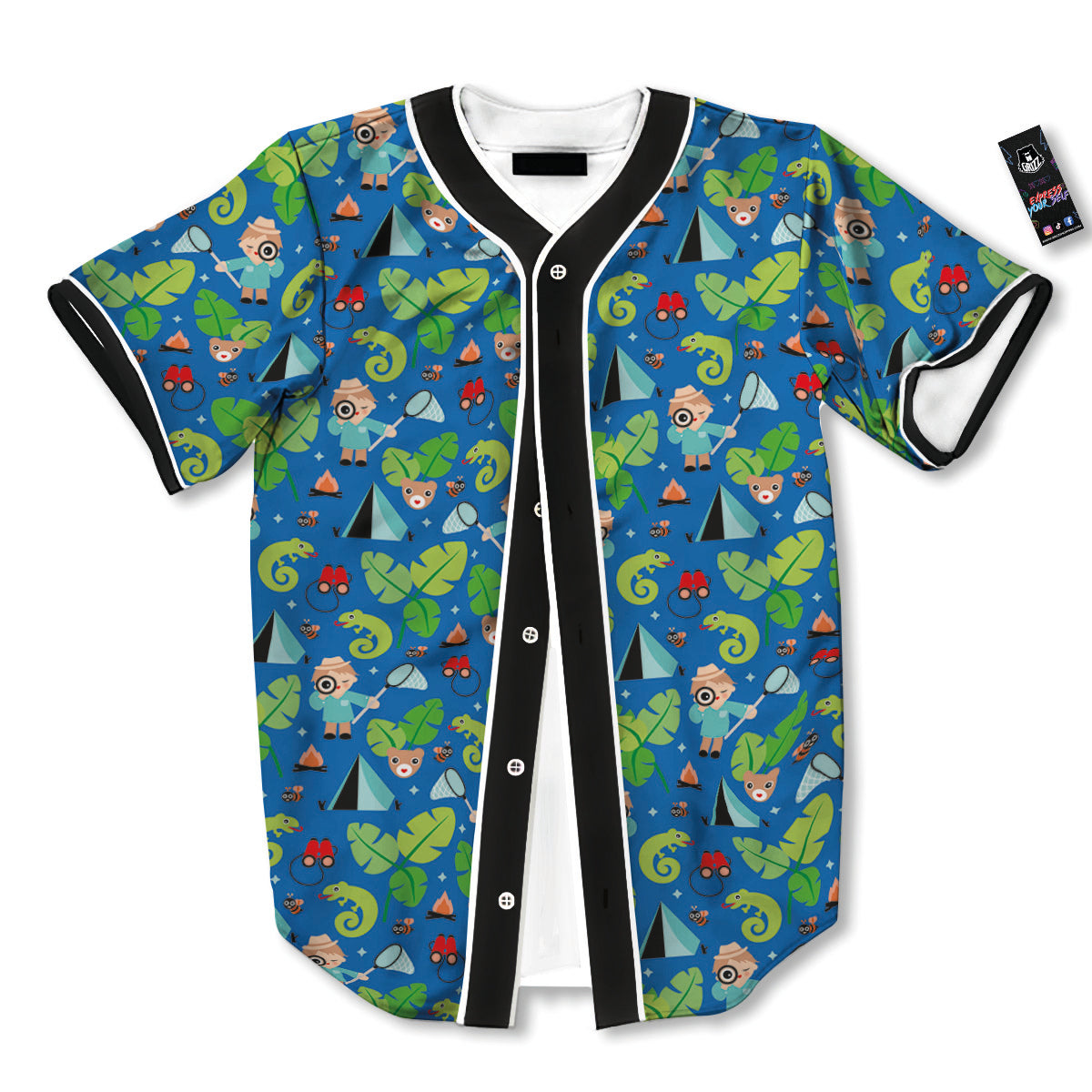 Camping Cute Print Pattern Baseball Jersey-grizzshop