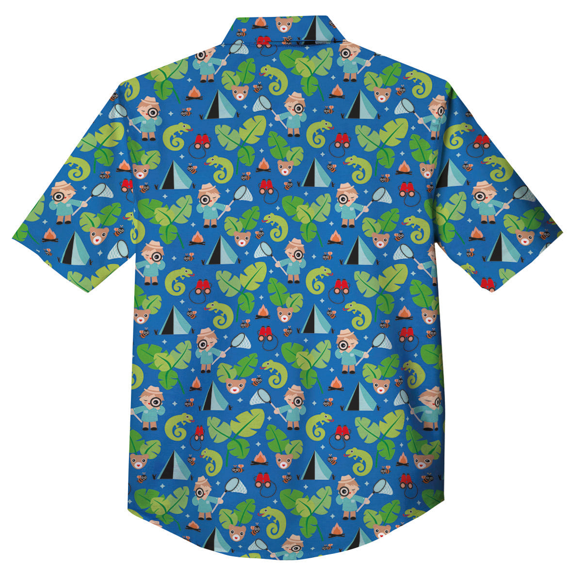 Camping Cute Print Pattern Button Up Shirt-grizzshop