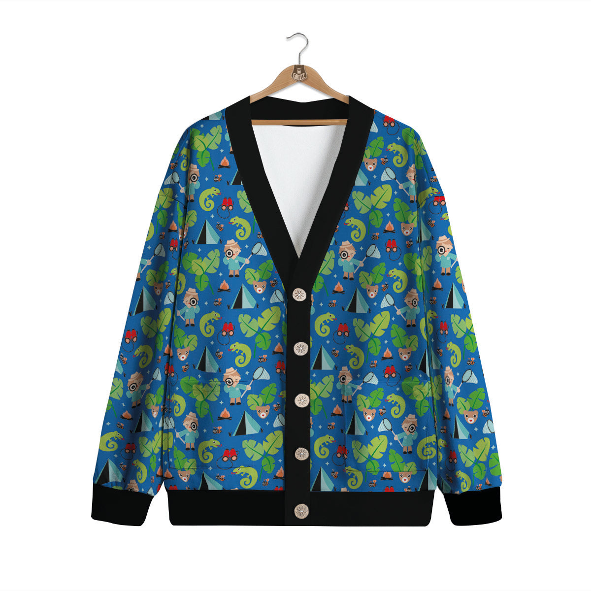 Camping Cute Print Pattern Cardigan-grizzshop