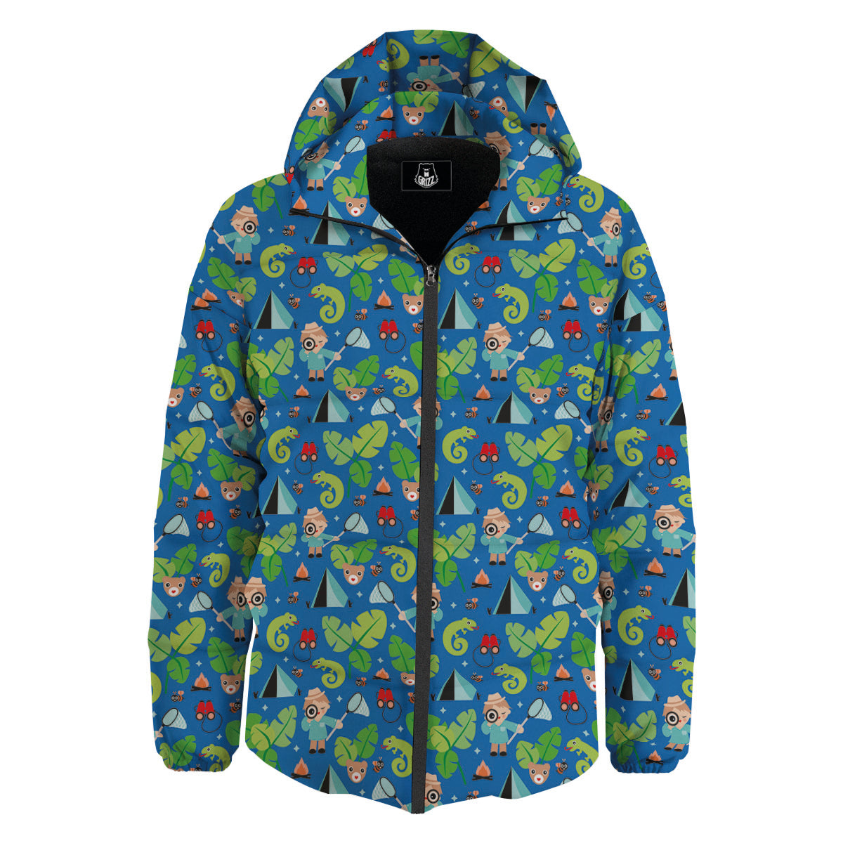 Camping Cute Print Pattern Down Jacket-grizzshop