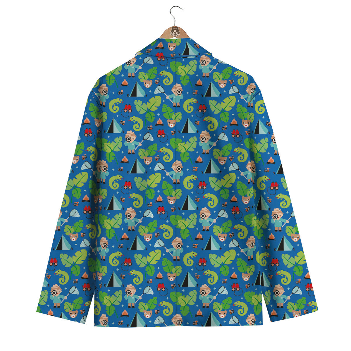 Camping Cute Print Pattern Men's Blazer-grizzshop