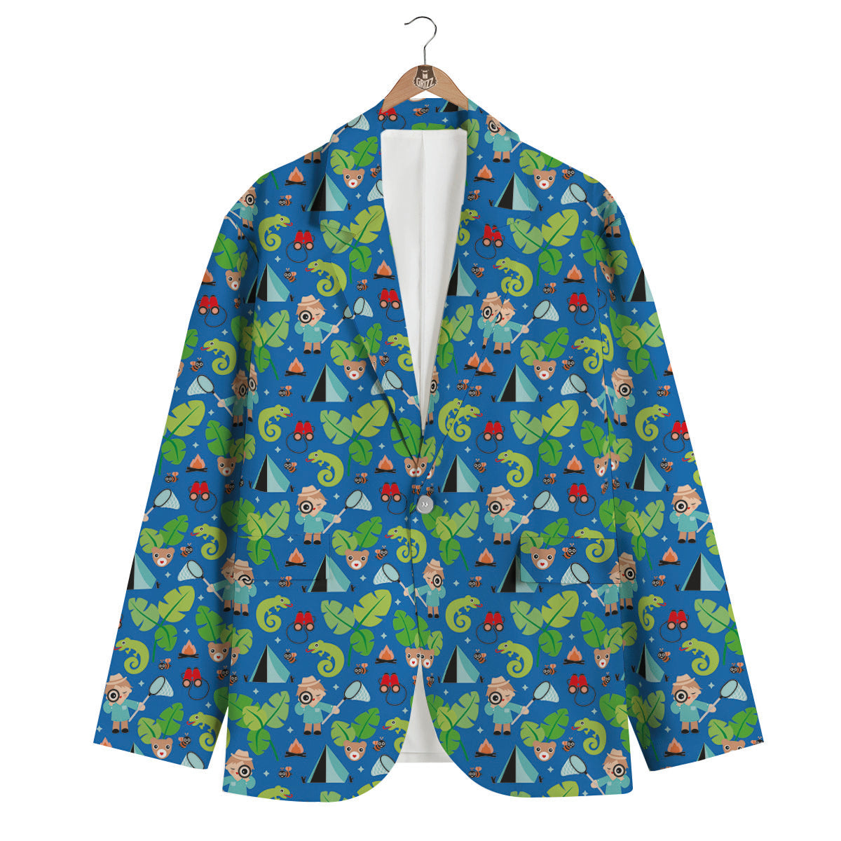 Camping Cute Print Pattern Men's Blazer-grizzshop