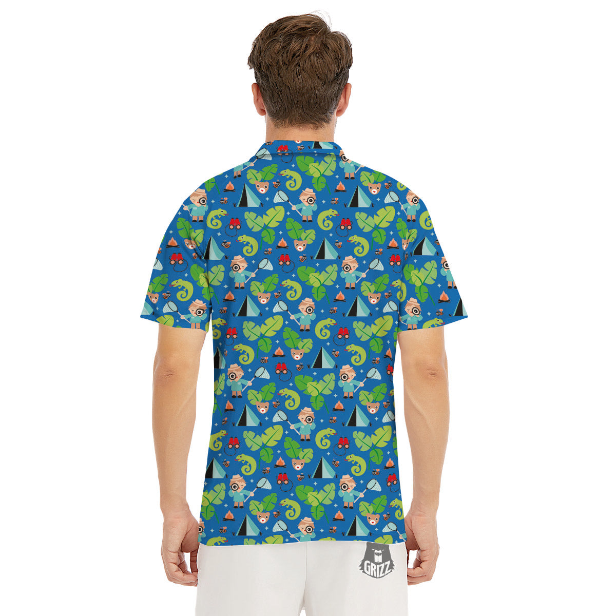 Camping Cute Print Pattern Men's Golf Shirts-grizzshop