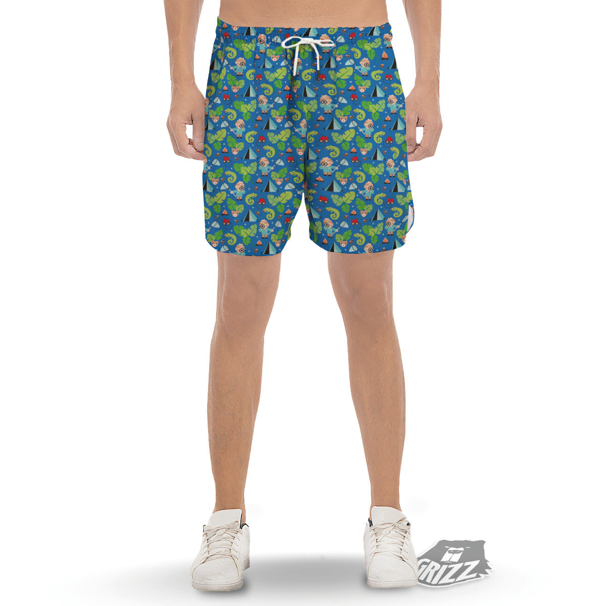 Camping Cute Print Pattern Men's Gym Shorts-grizzshop