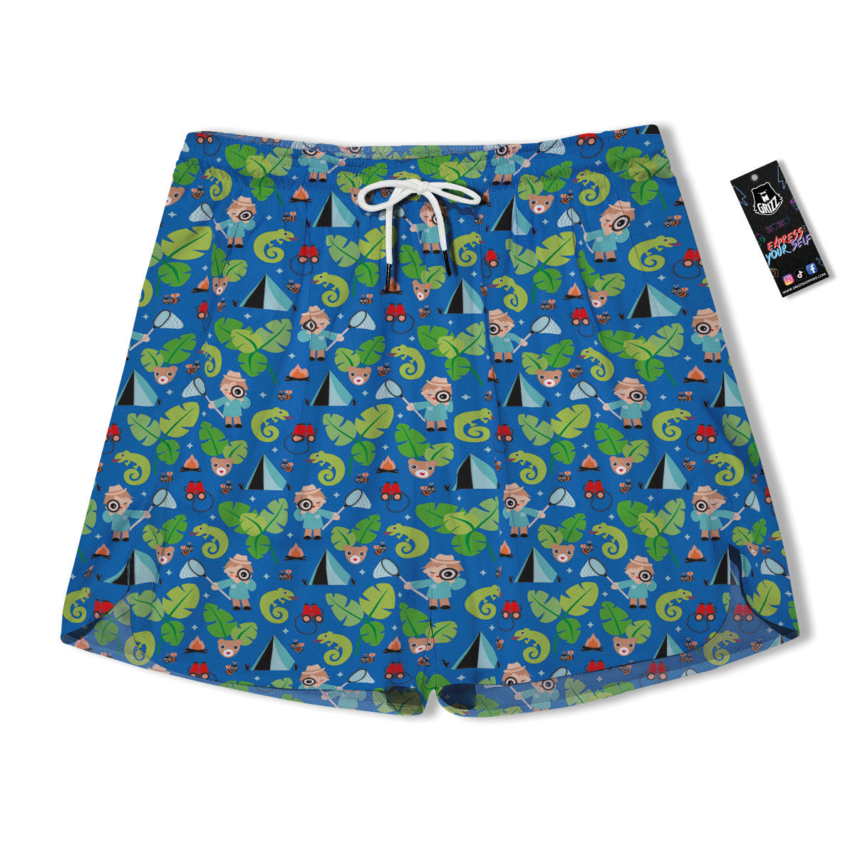 Camping Cute Print Pattern Men's Running Shorts-grizzshop