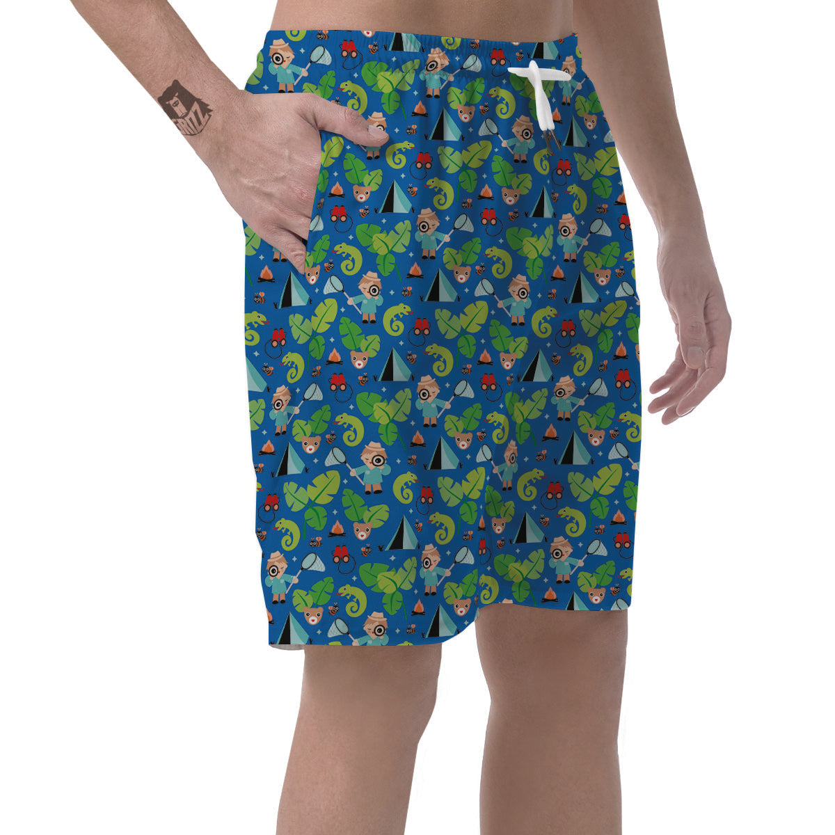 Camping Cute Print Pattern Men's Shorts-grizzshop