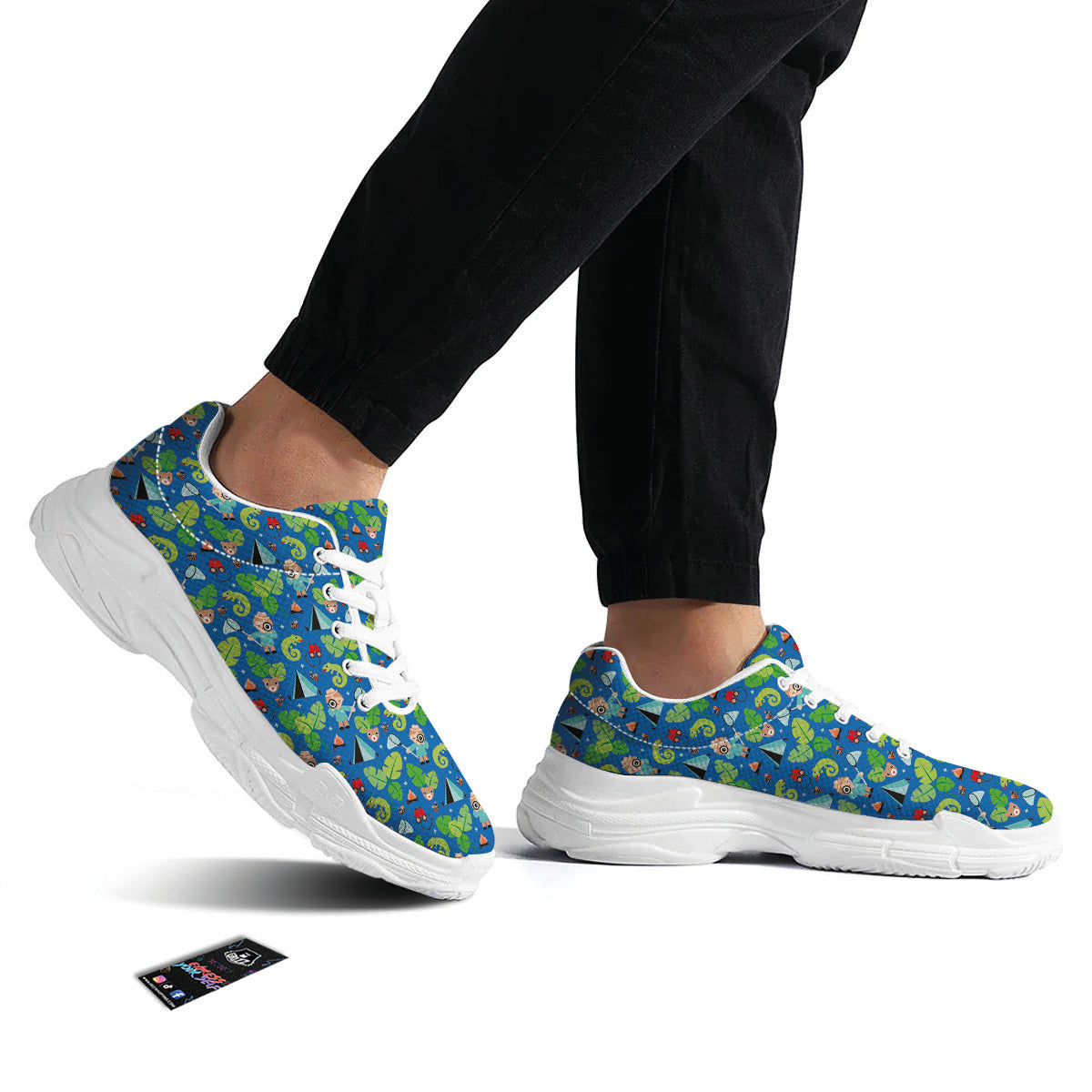 Camping Cute Print Pattern White Chunky Shoes-grizzshop