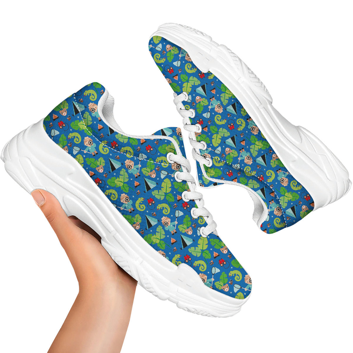 Camping Cute Print Pattern White Chunky Shoes-grizzshop