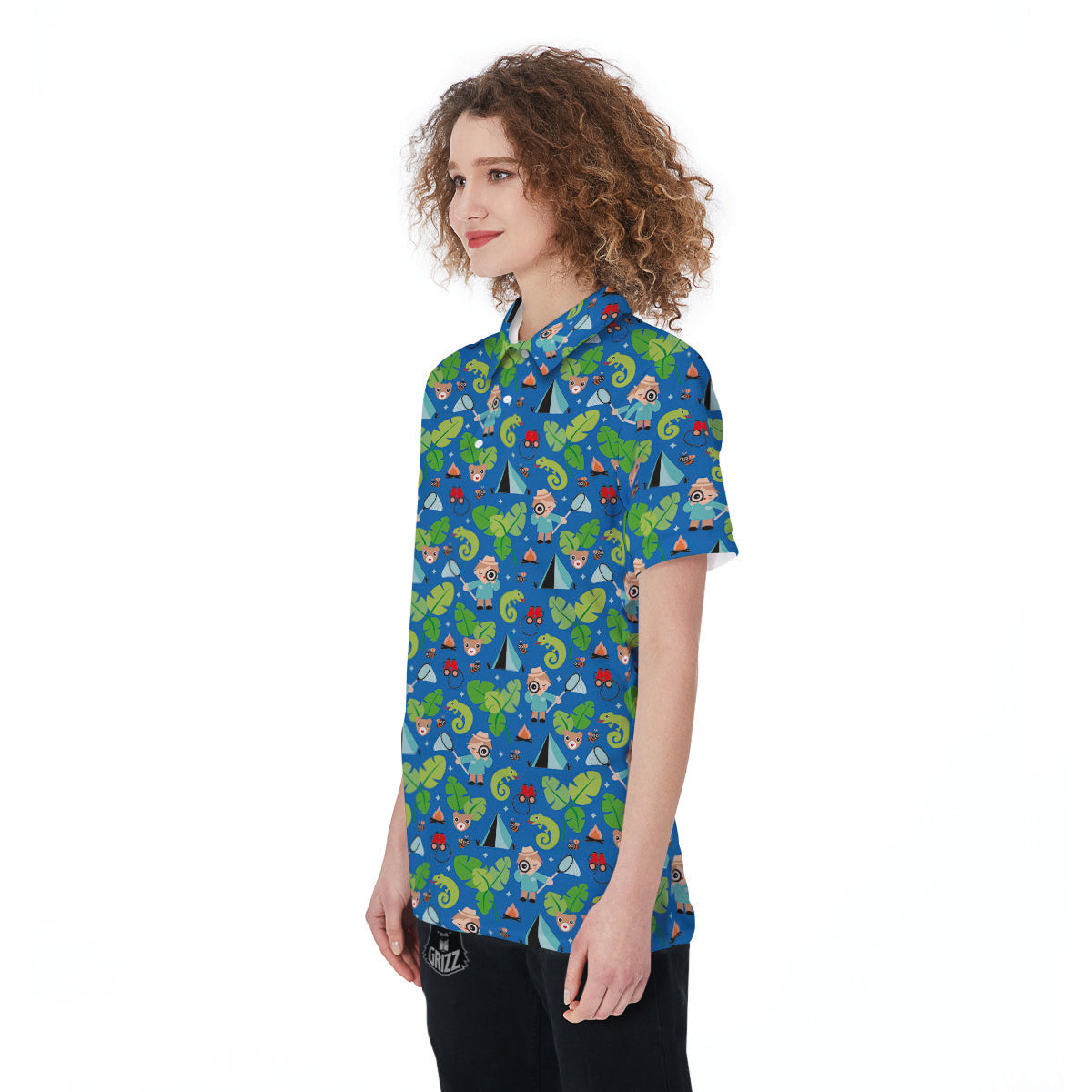 Camping Cute Print Pattern Women's Golf Shirts-grizzshop