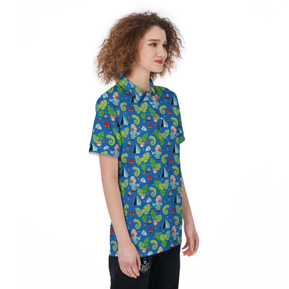 Camping Cute Print Pattern Women's Golf Shirts-grizzshop