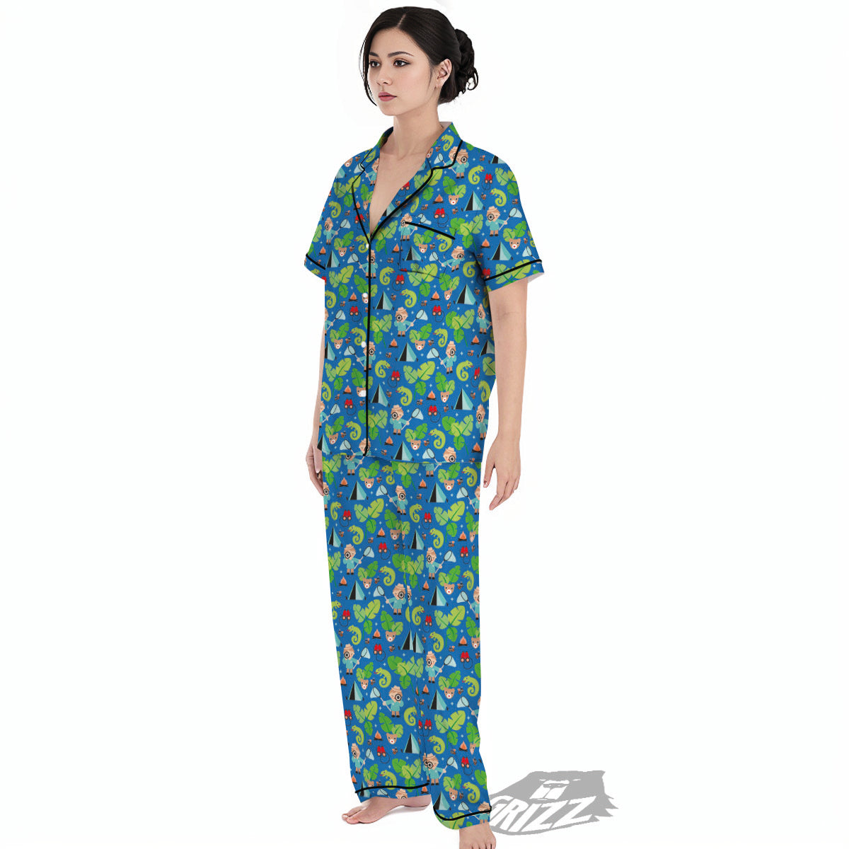 Camping Cute Print Pattern Women's Pajamas Set-grizzshop