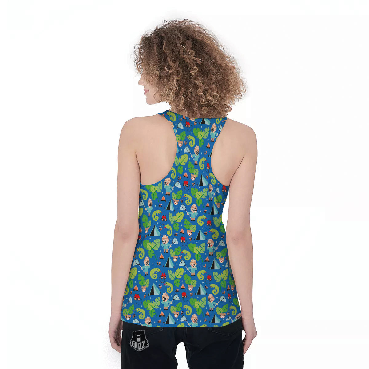 Camping Cute Print Pattern Women's Racerback Tank Top-grizzshop