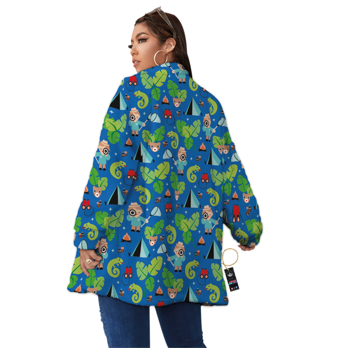 Camping Cute Print Pattern Women's Sherpa Jacket-grizzshop