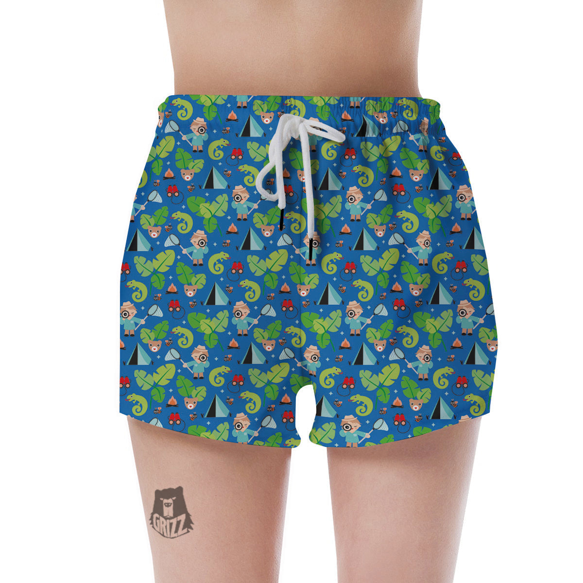 Camping Cute Print Pattern Women's Shorts-grizzshop