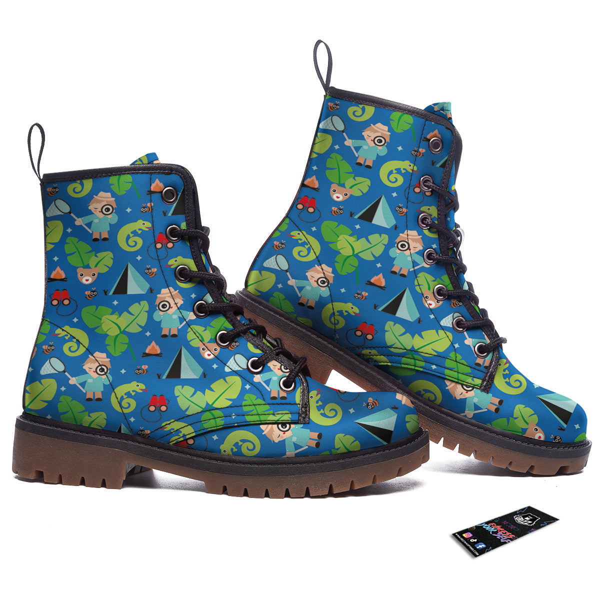 Camping Cute Print Pattern Work Boots-grizzshop