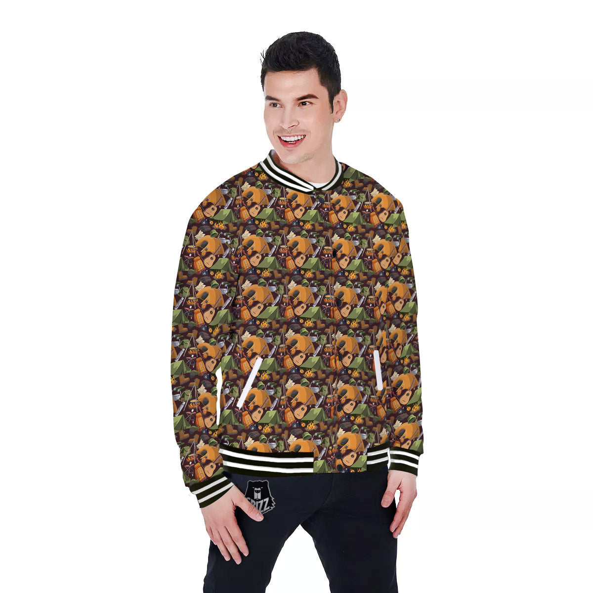 Camping Equipment Print Pattern Baseball Jacket-grizzshop