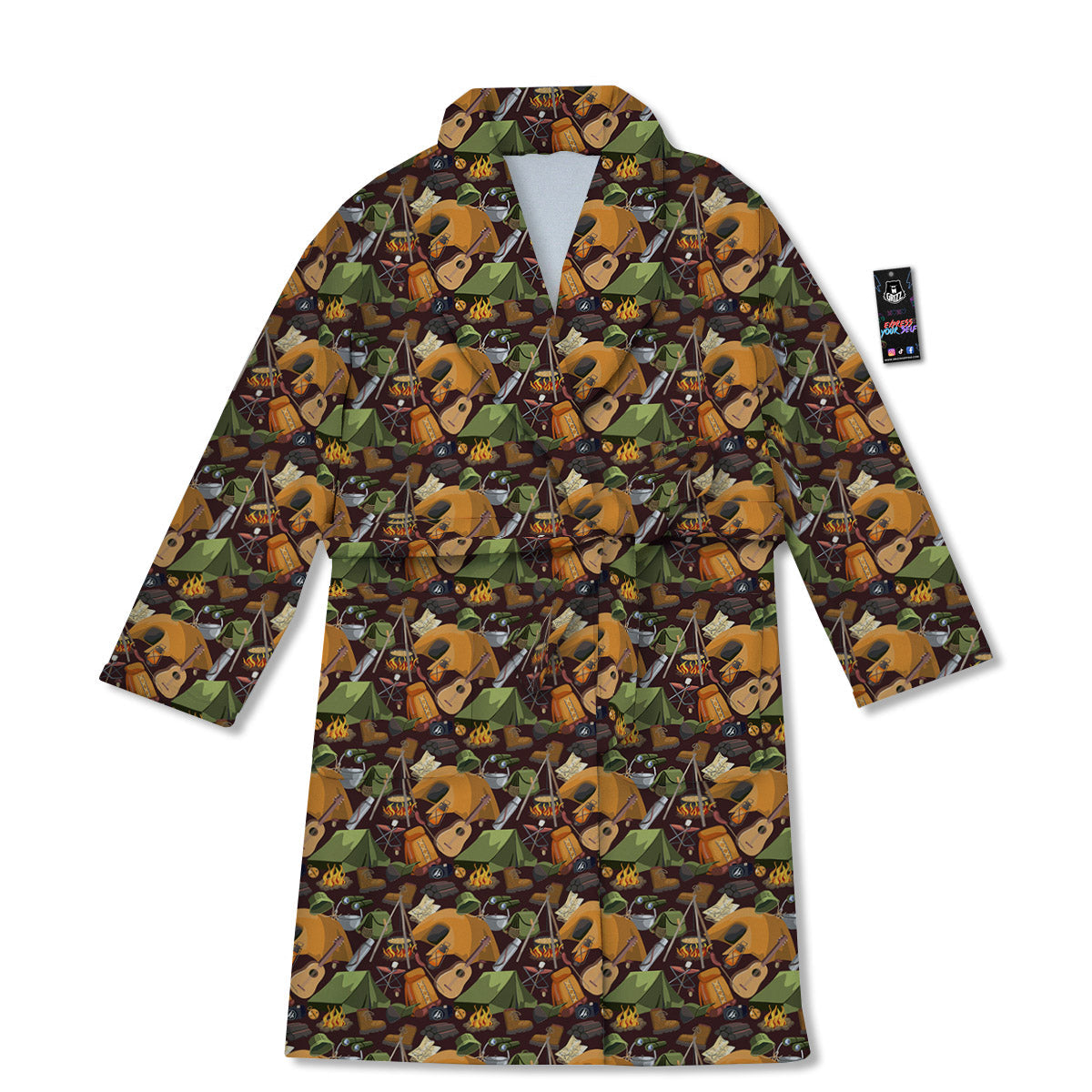 Camping Equipment Print Pattern Bathrobe-grizzshop
