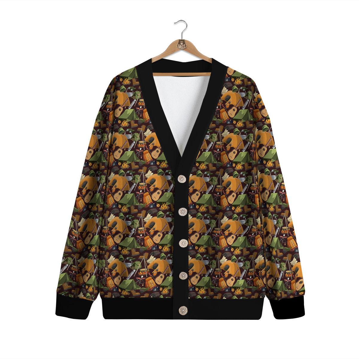 Camping Equipment Print Pattern Cardigan-grizzshop
