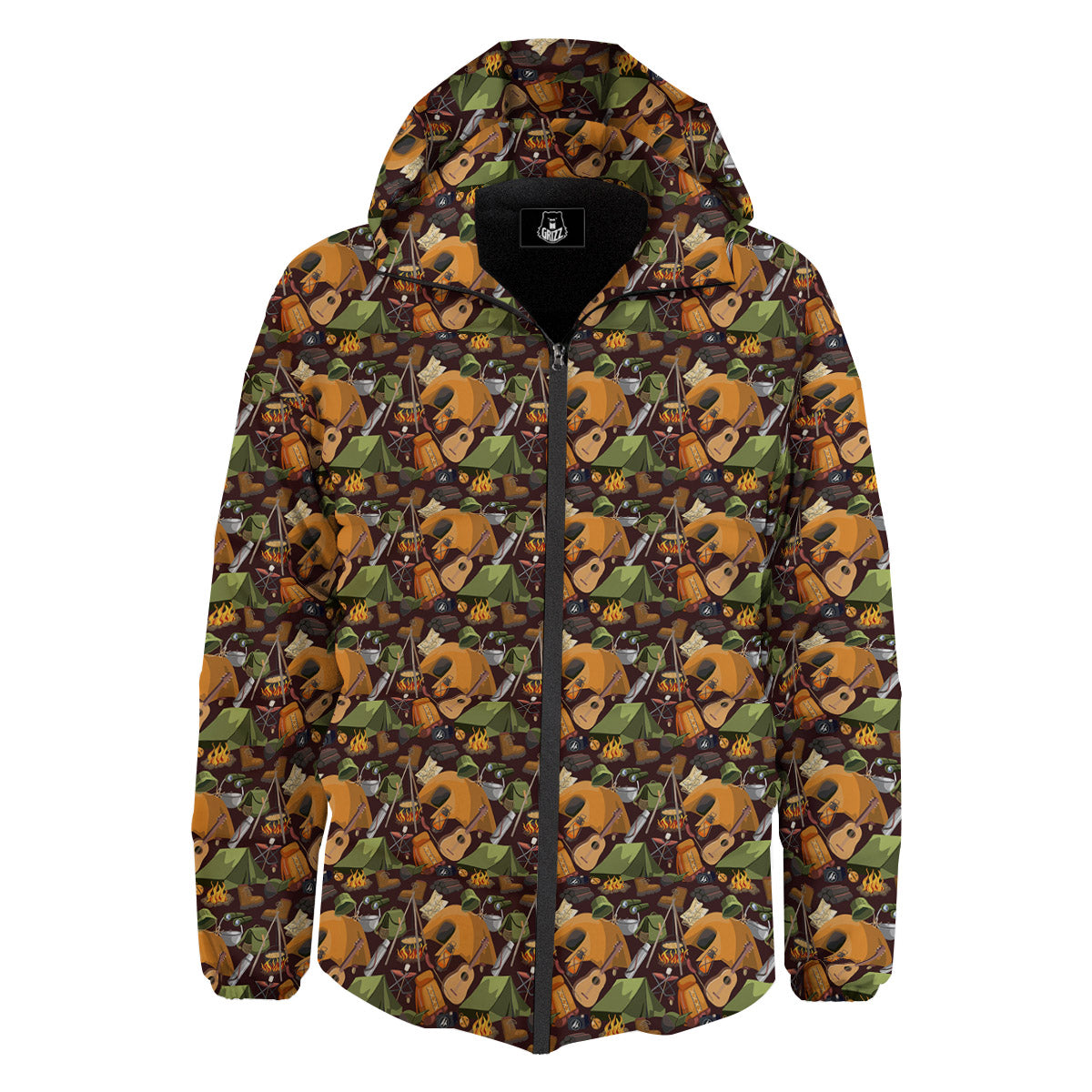 Camping Equipment Print Pattern Down Jacket-grizzshop