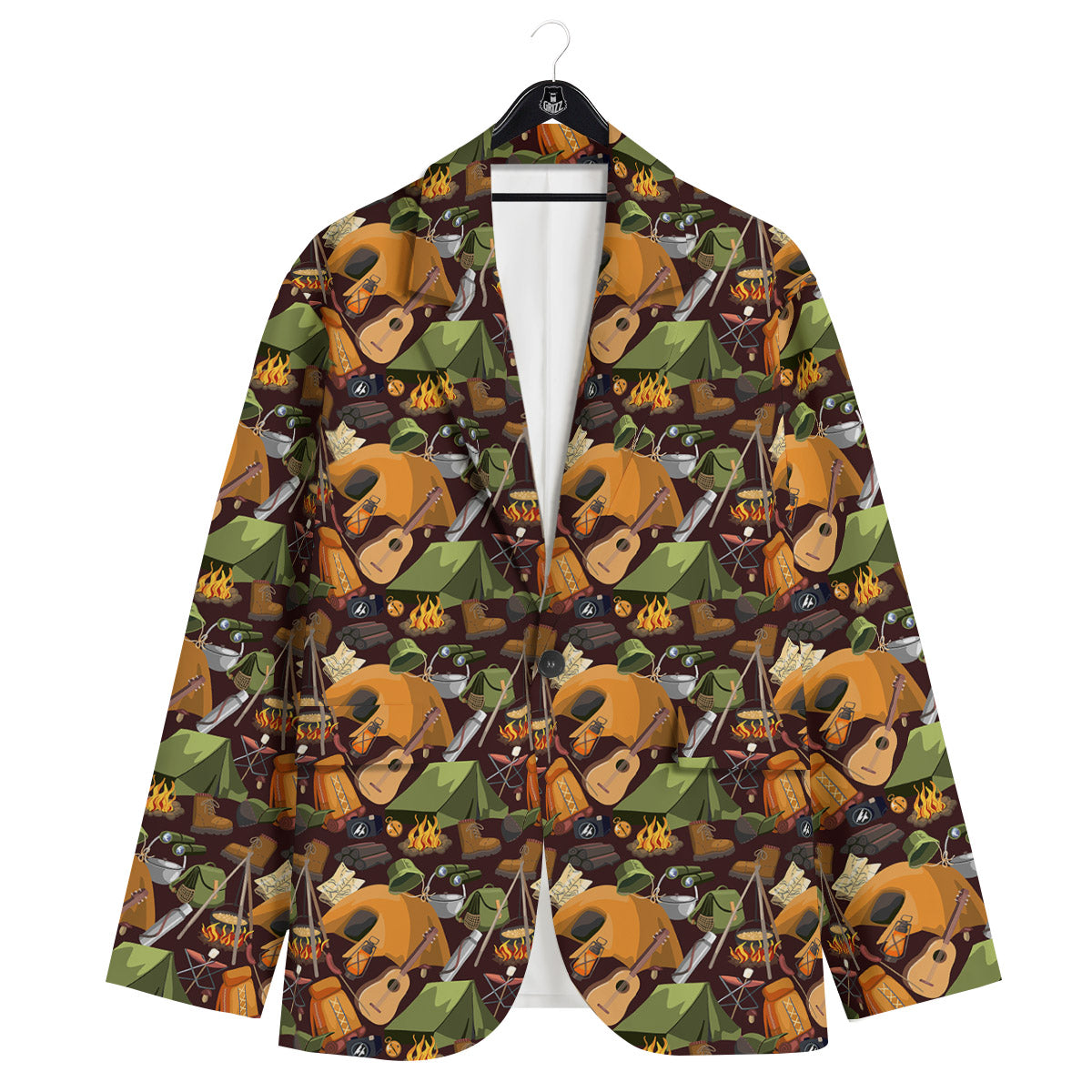 Camping Equipment Print Pattern Men's Sport Coat-grizzshop