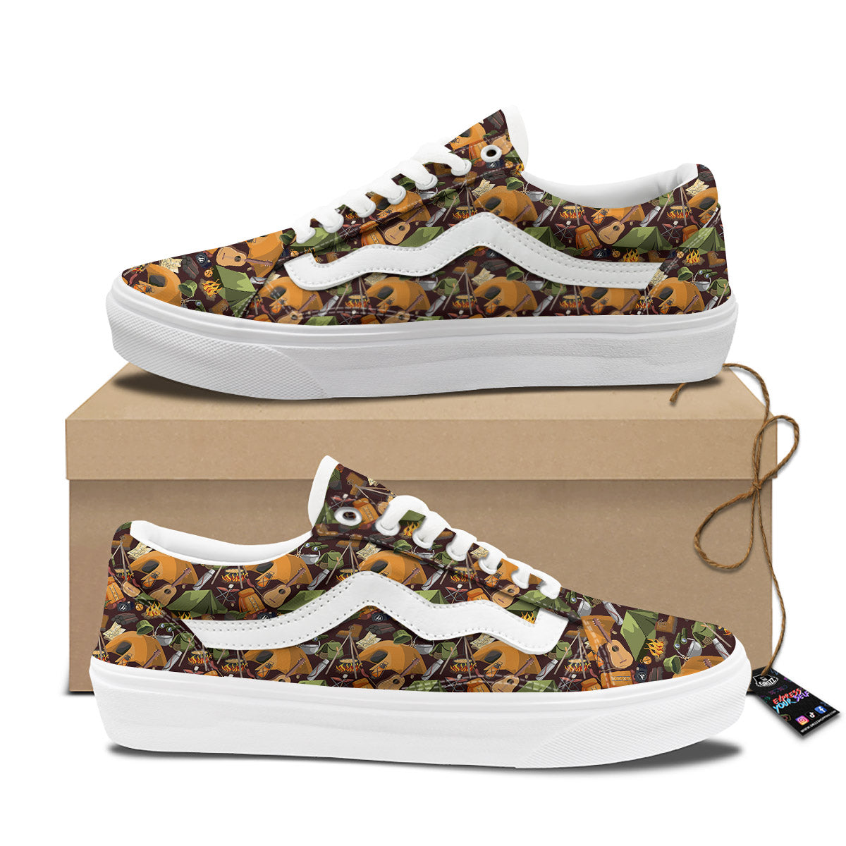Camping Equipment Print Pattern Skate Shoes-grizzshop