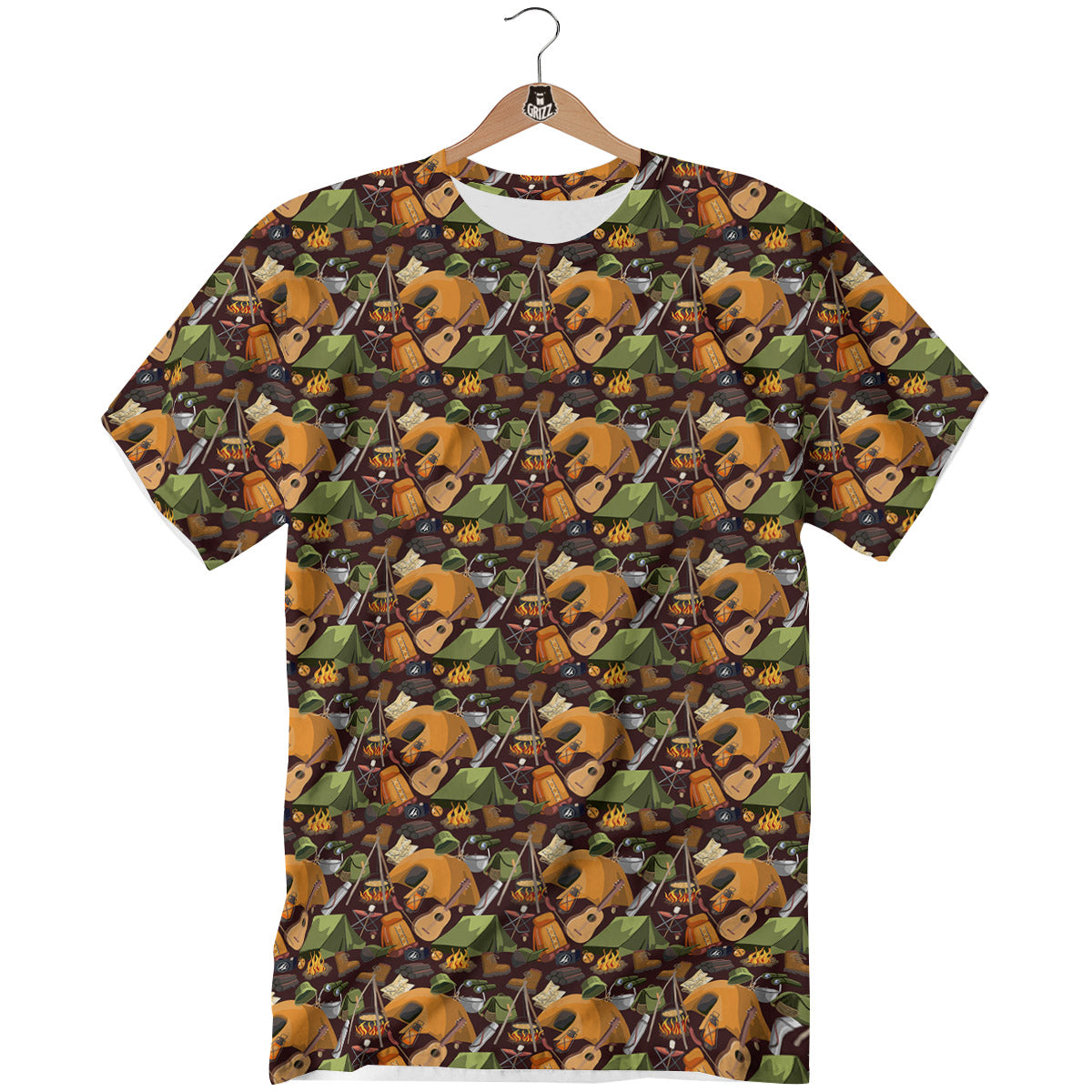 Camping Equipment Print Pattern T-Shirt-grizzshop