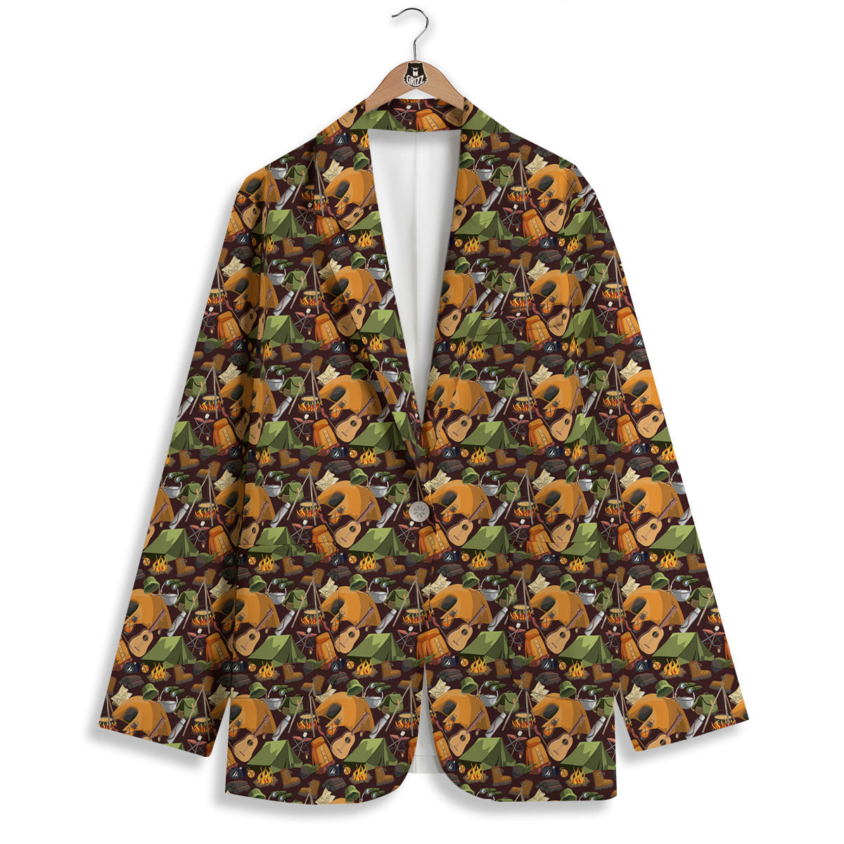 Camping Equipment Print Pattern Women's Blazer-grizzshop