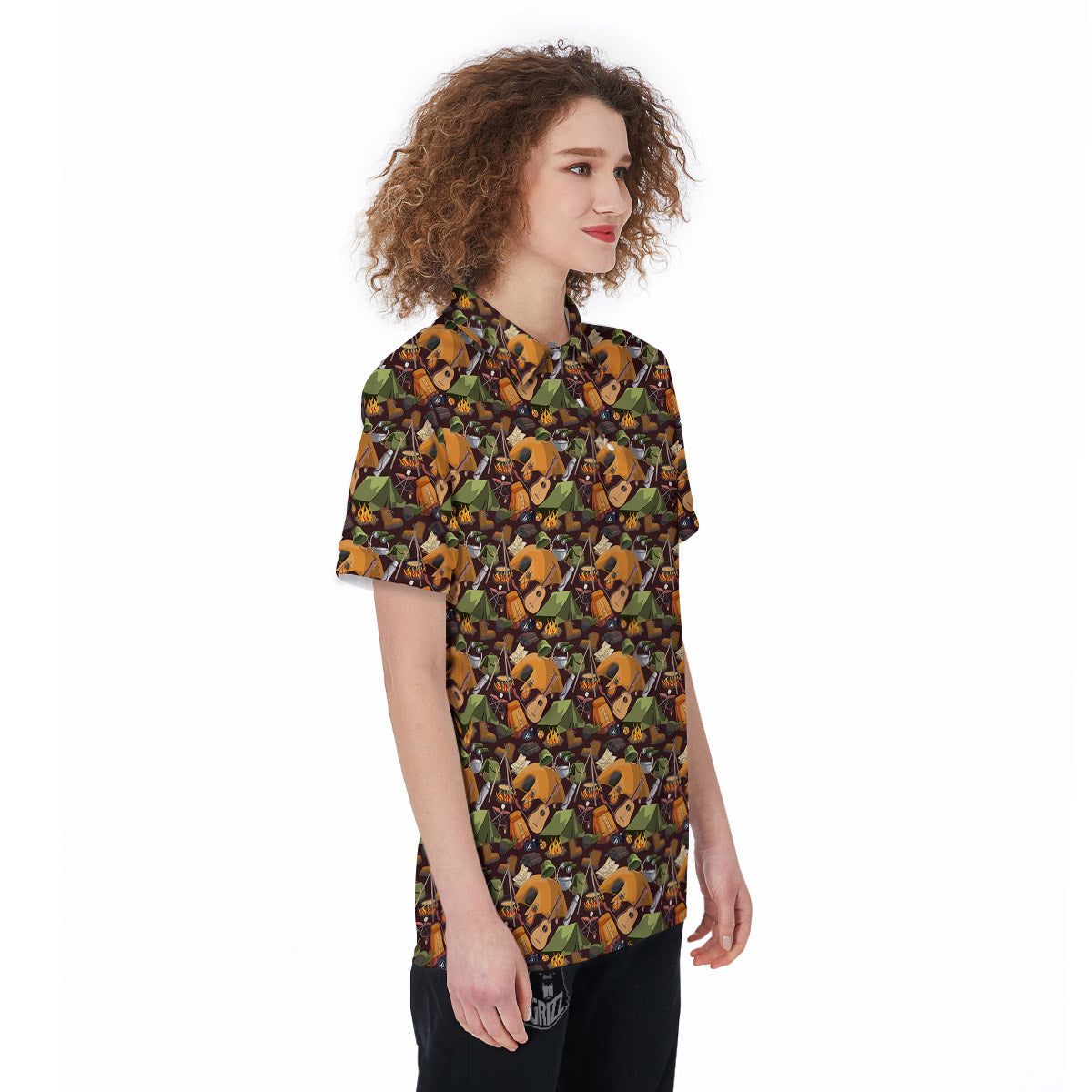 Camping Equipment Print Pattern Women's Golf Shirts-grizzshop