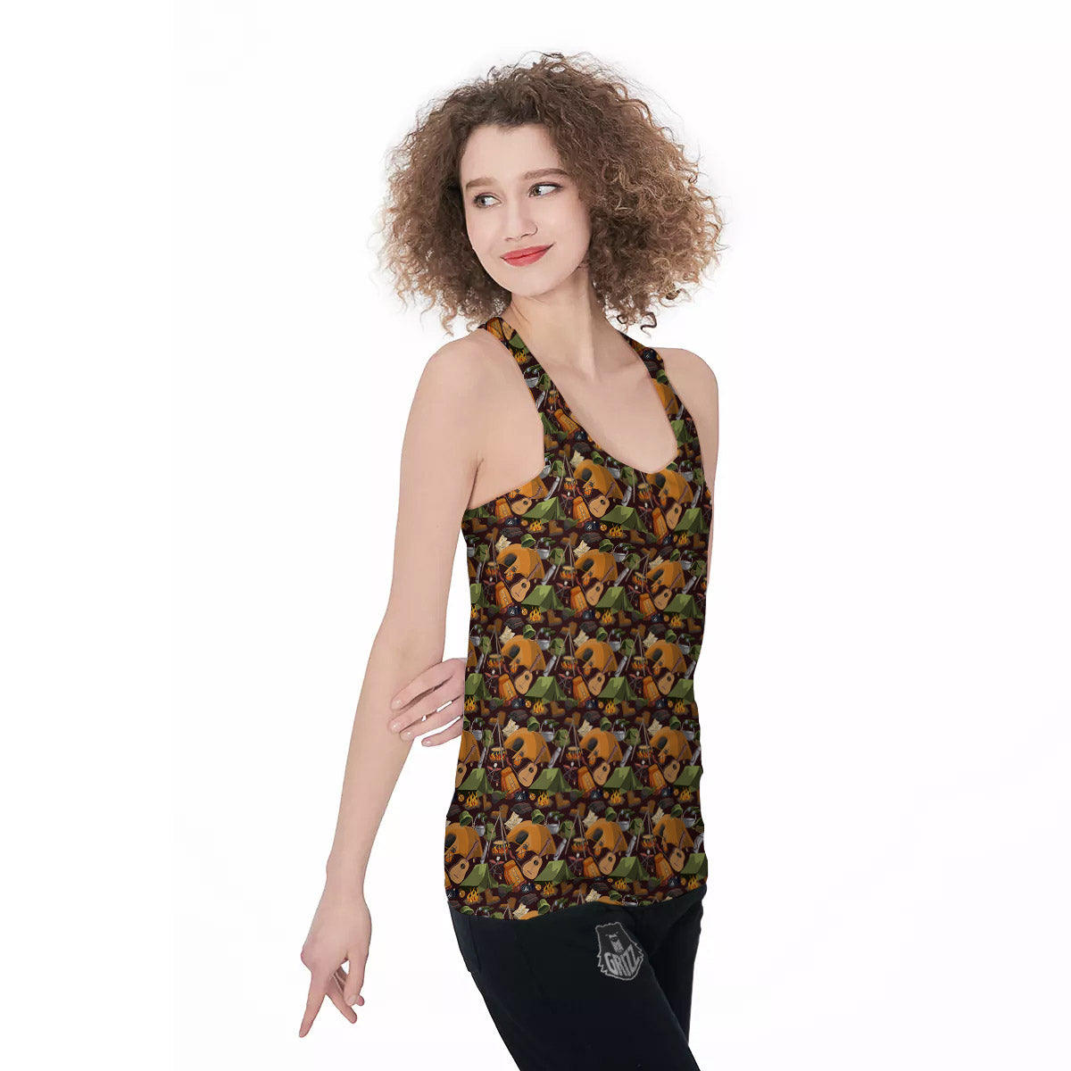 Camping Equipment Print Pattern Women's Racerback Tank Top-grizzshop