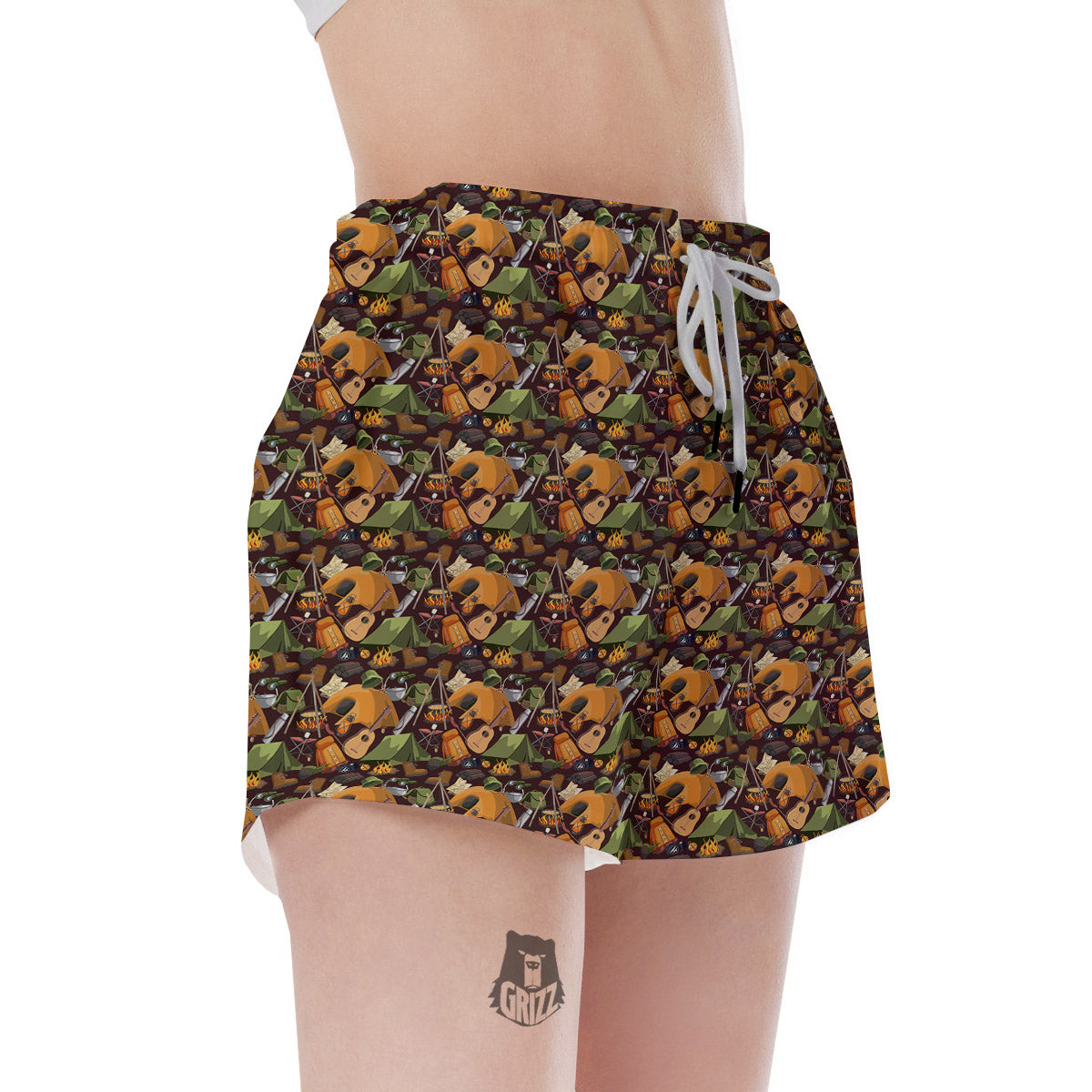Camping Equipment Print Pattern Women's Shorts-grizzshop
