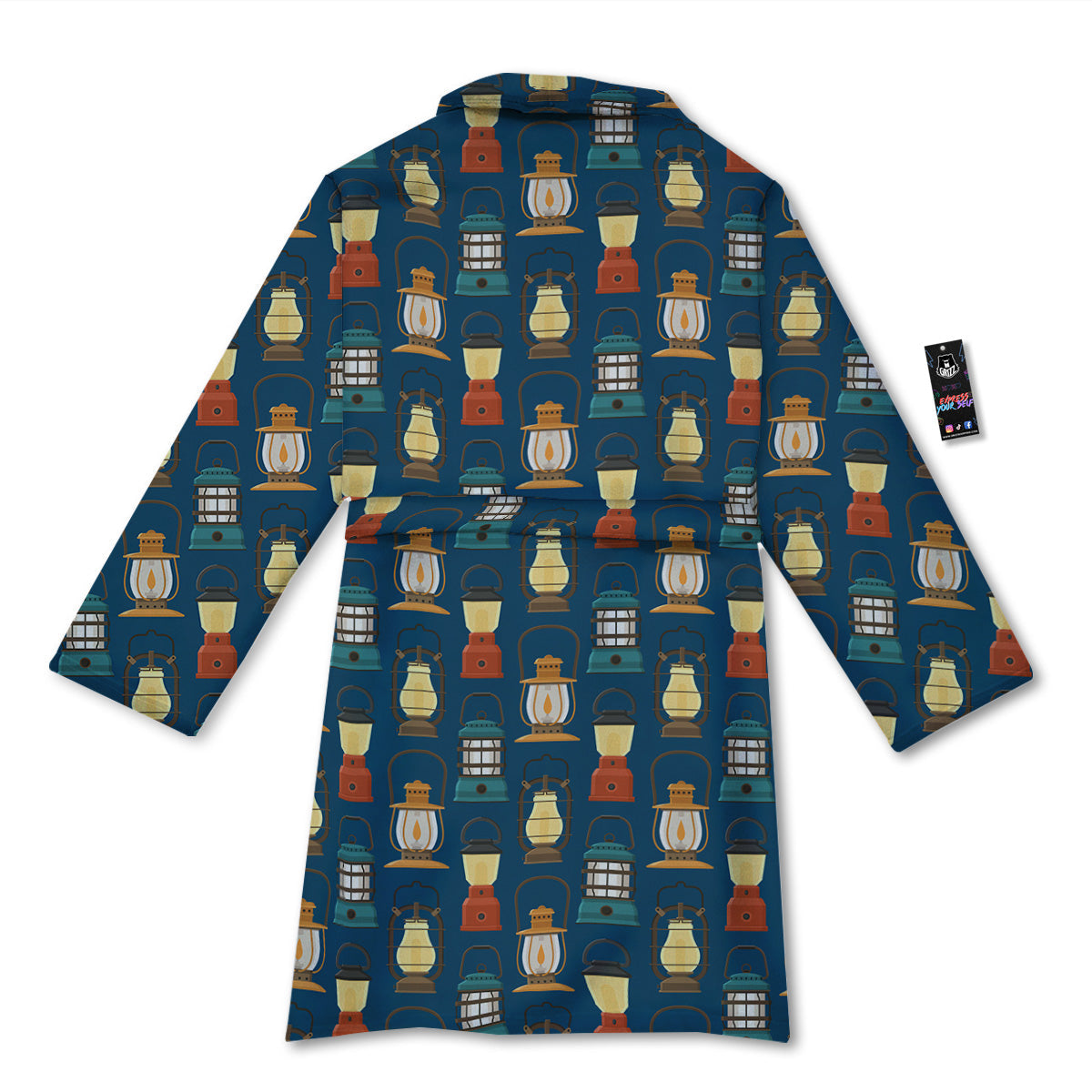 Camping Lantern Vintage Print Pattern Bathrobe-grizzshop