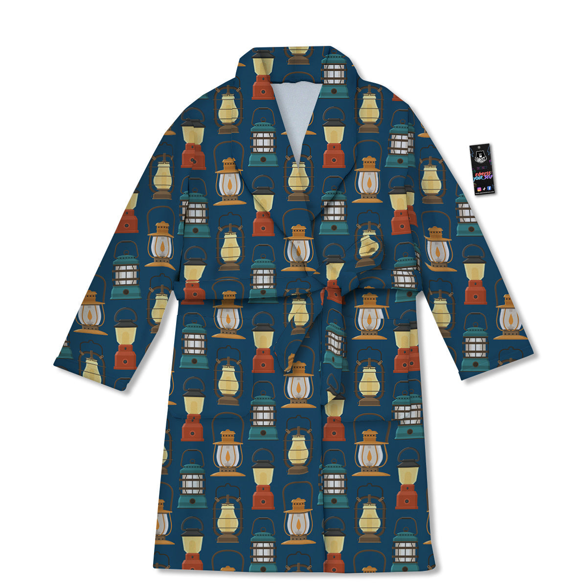 Camping Lantern Vintage Print Pattern Bathrobe-grizzshop