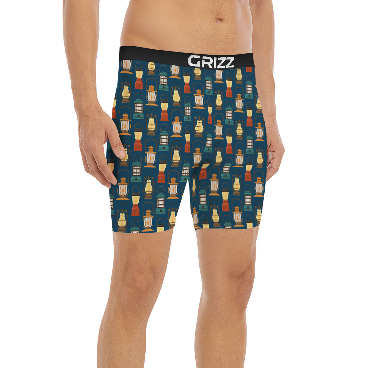 Camping Lantern Vintage Print Pattern Boxer Briefs-grizzshop