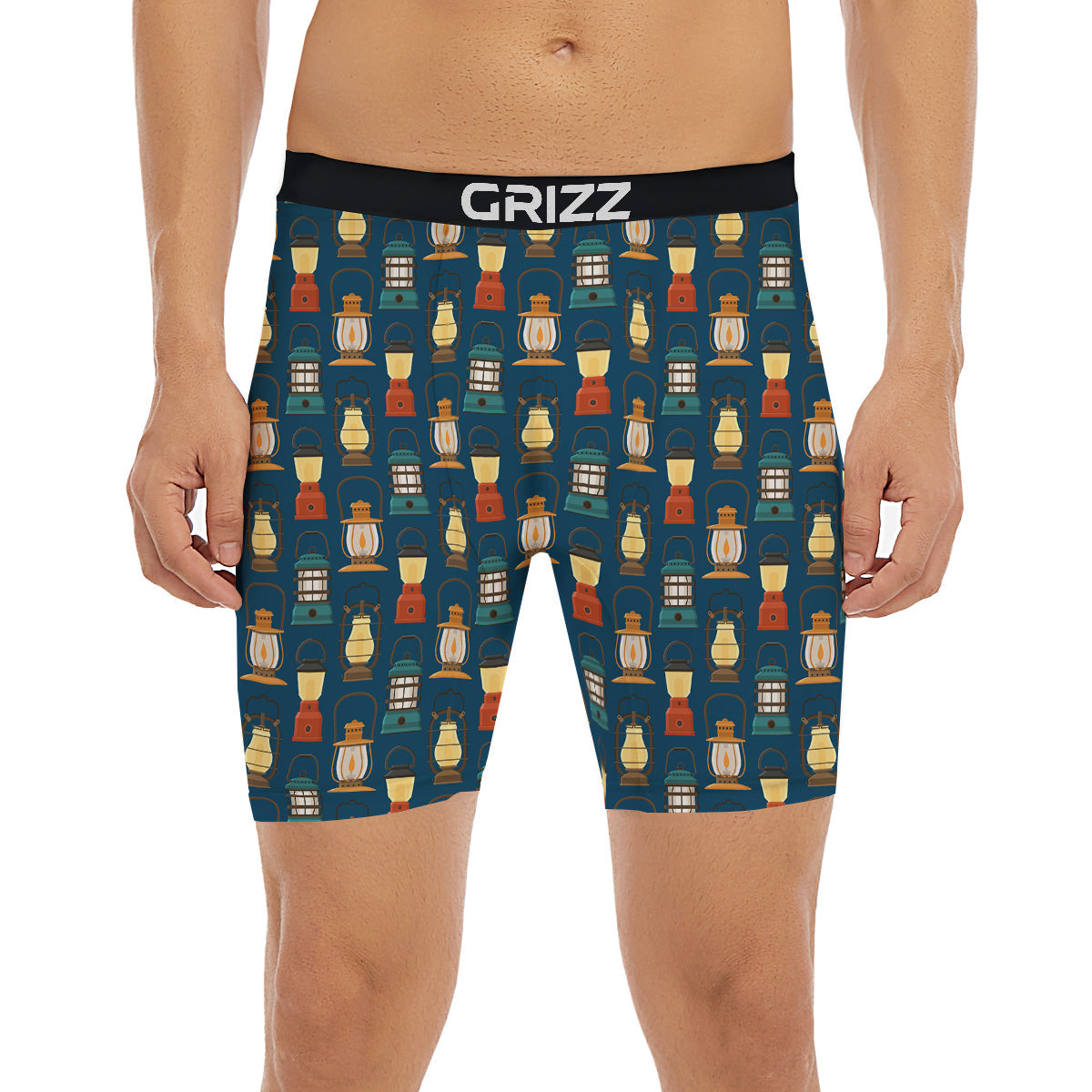 Camping Lantern Vintage Print Pattern Boxer Briefs-grizzshop
