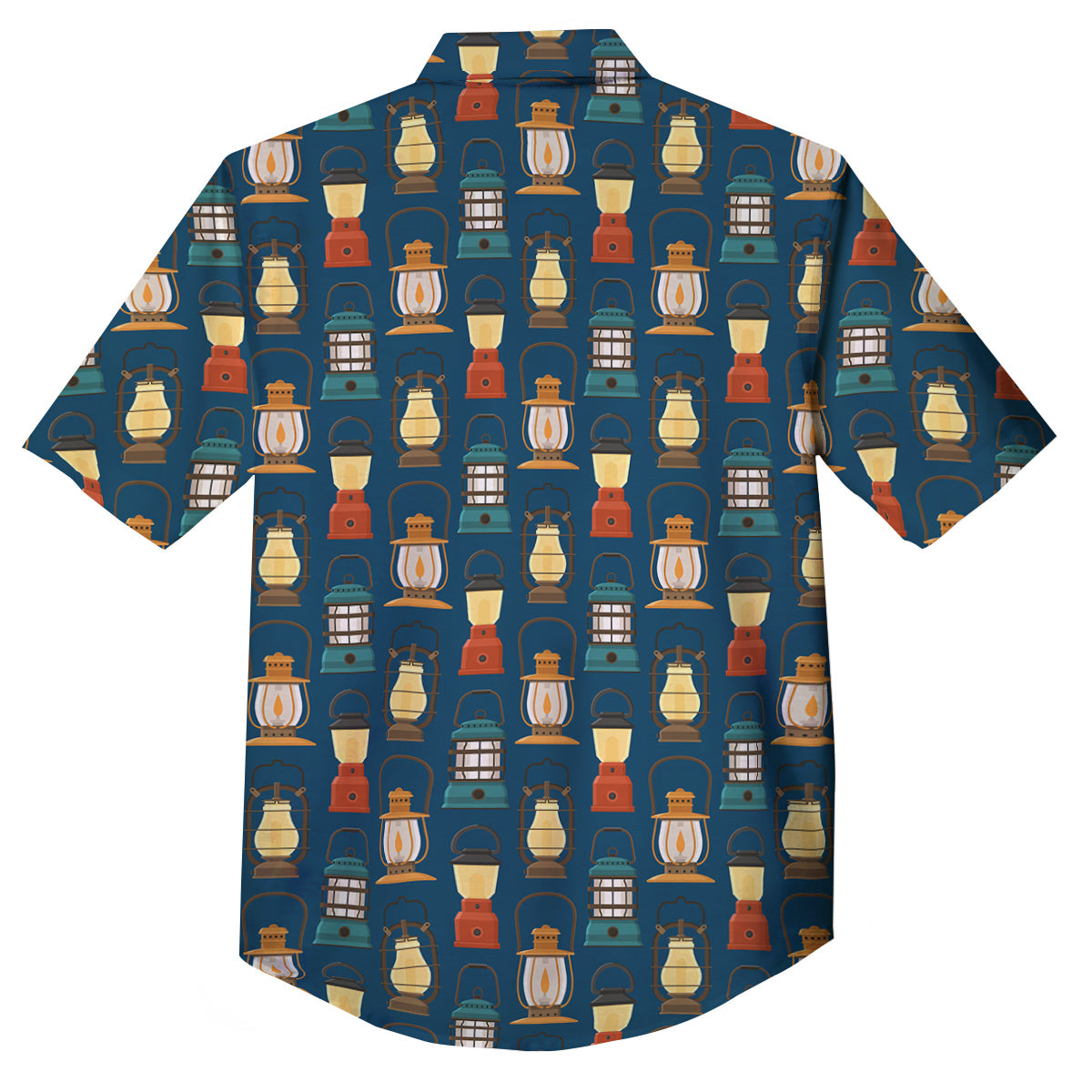 Camping Lantern Vintage Print Pattern Button Up Shirt-grizzshop