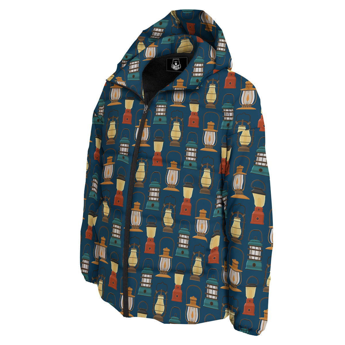 Camping Lantern Vintage Print Pattern Down Jacket-grizzshop