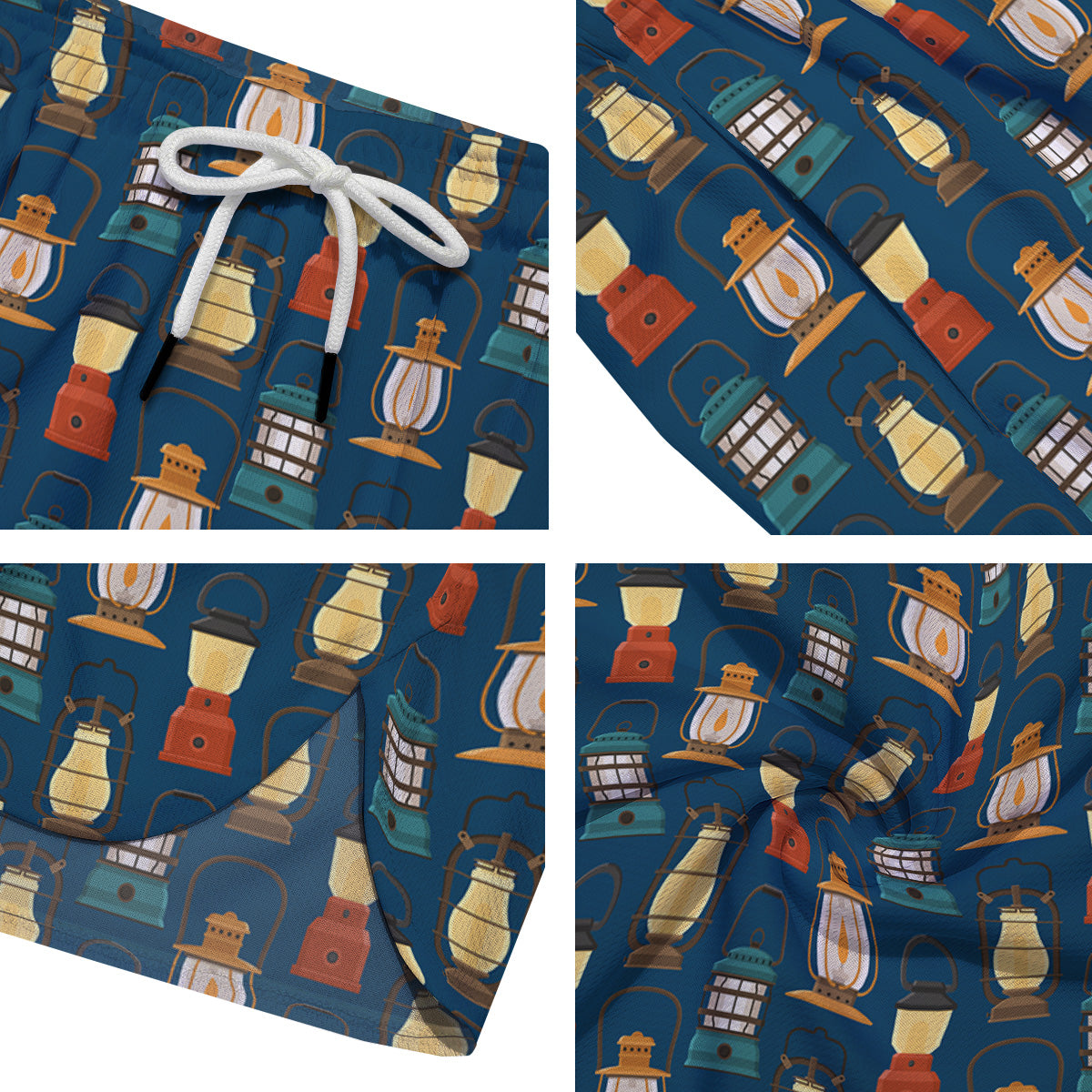 Camping Lantern Vintage Print Pattern Men's Running Shorts-grizzshop