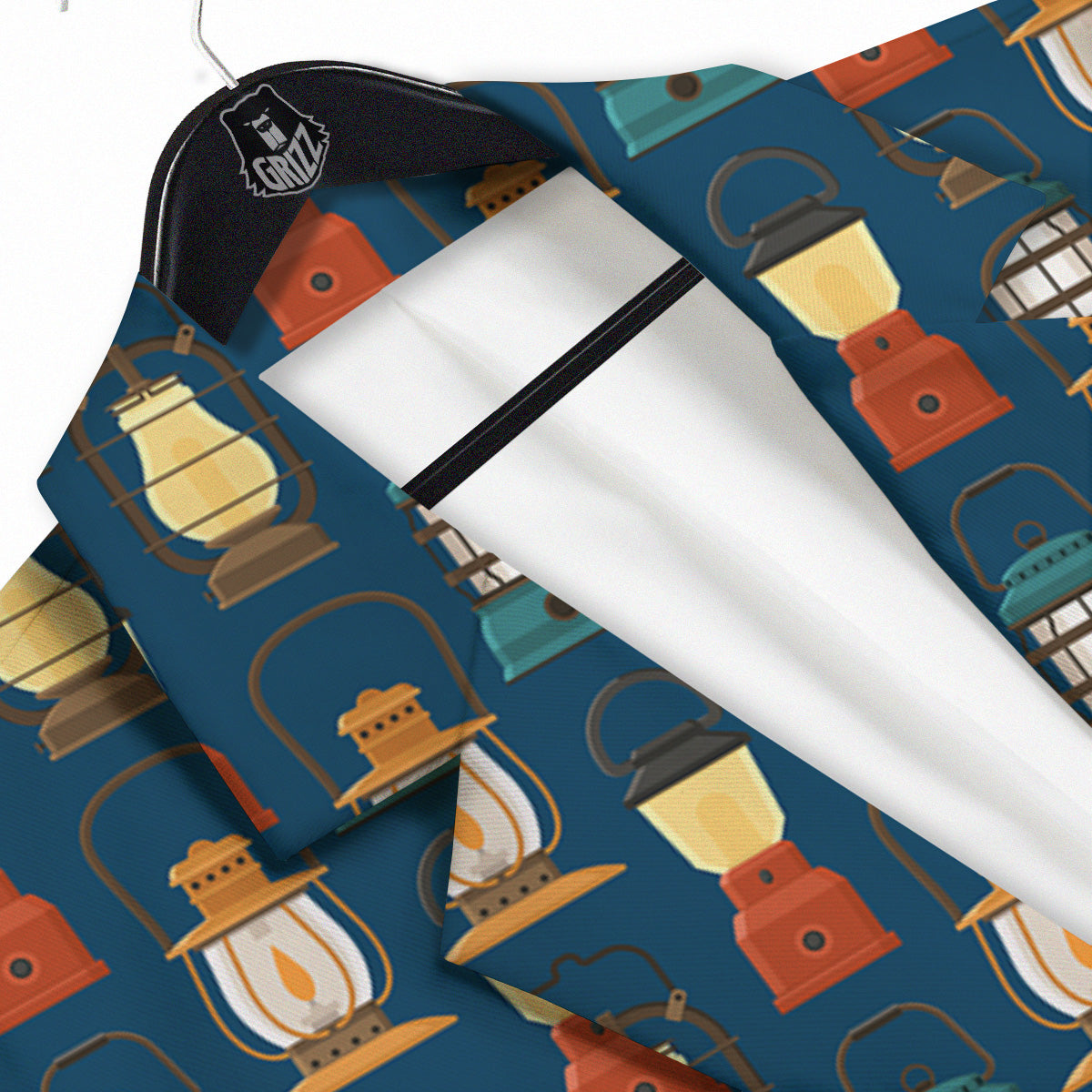 Camping Lantern Vintage Print Pattern Men's Sport Coat-grizzshop