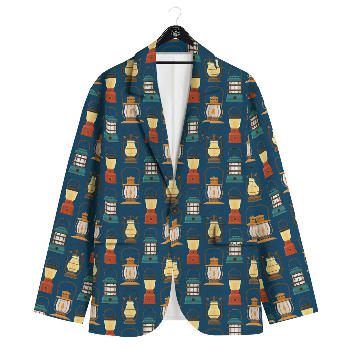 Camping Lantern Vintage Print Pattern Men's Sport Coat-grizzshop